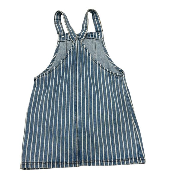 Disney Mickey Mouse Striped Denim Overall Dress Girls Size L Blue & White - Picture 3 of 4